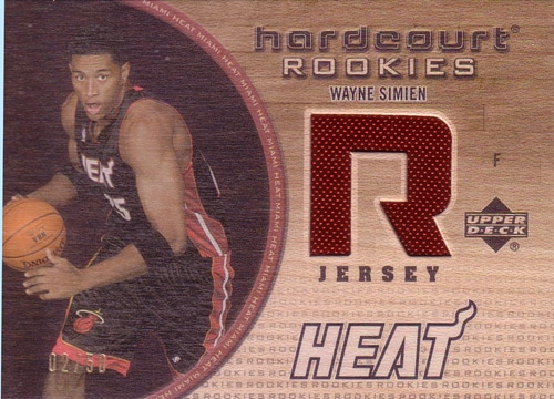 ウェイン・シミエン NBAカード Wayne Simien 05/06 UD Hardcourt Rookie Wood Jerseys 02/50