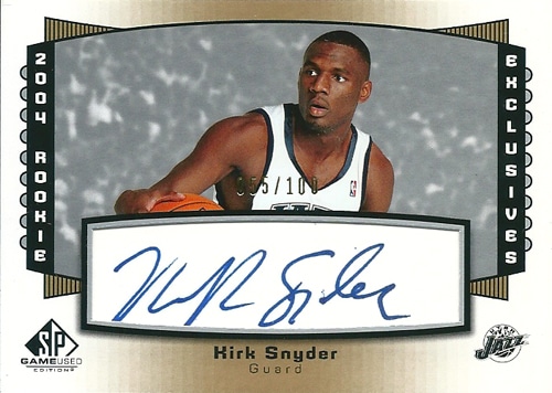 カーク・シュナイダー NBAカード Kirk Snyder 04/05 SP Game Used Rookie Exclusives Autographs 055/100