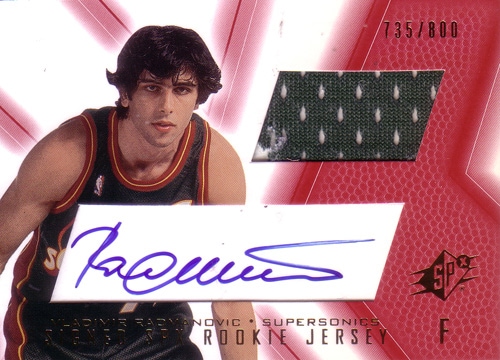 ウラジミール・ラドマノビッチ NBAカード Vladimir Radmanovic 01/02 SPx Rookie Auto Jersey 735/800