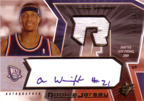 アントワン・ライト NBAカード Antoine Wright 05/06 SPx Rookie Auto Jersey 1483/1499
