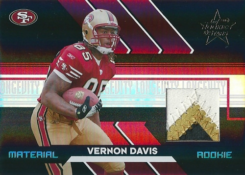 バーノン・デービス NFLカード Vernon Davis 2006 Leaf Rookies and Stars Longevity Materials Patch 01/10