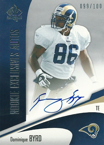 ドミニク・バード NFLカード Dominique Byrd 2006 SP Authentic Rookie Exclusives Autographs 098/100
