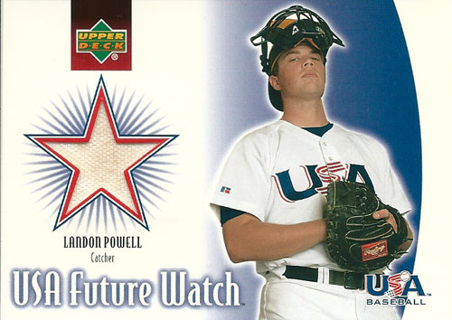 ランドン・パウエル MLBカード Landon Powell 2002 UD Rookie Update USA Future Watch Swatches