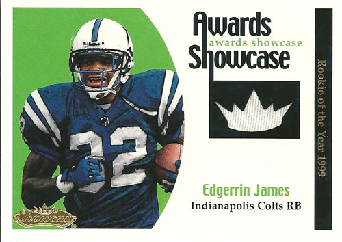 エジャリン・ジェームズ NFLカード Edgerrin James 2001 Fleer Showcase Award Showcase Memorabilia 051/100