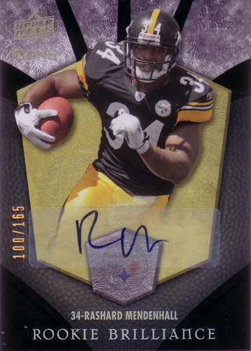 ラシャード・メンデンホール NFLカード Rashard Mendenhall 2008 UD Icons Rookie Brilliance Autographs 100/165