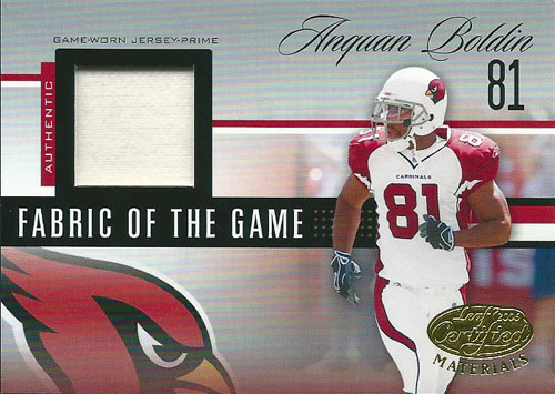 アンクワン・ボールディン NFLカード Anquan Boldin 2006 Leaf Certified Materials Fabric of the Game Prime 02/25