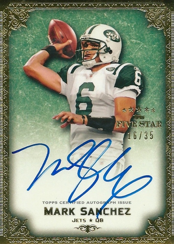 マーク・サンチェス NFLカード Mark Sanchez 2010 Topps Five Star Veteran Autographs Gold 16/35