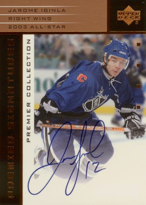 Jarome Iginla 2002/03 UD Premier Collection Signatures Bronze