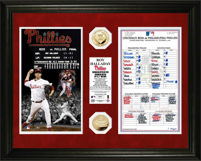 The Highland Mint (ハイランドミント) ロイ・ハラデイ ノーヒットノーラン記念フォトプラーク レプリカラインナップカード入り Roy Halladay No Hitter Line-up Card Gold Coin Photo Mint