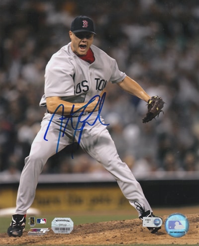 ジョナサン パペルボン 直筆サイン 8x10フォト ガッツポーズ (Jonathan Papelbon)