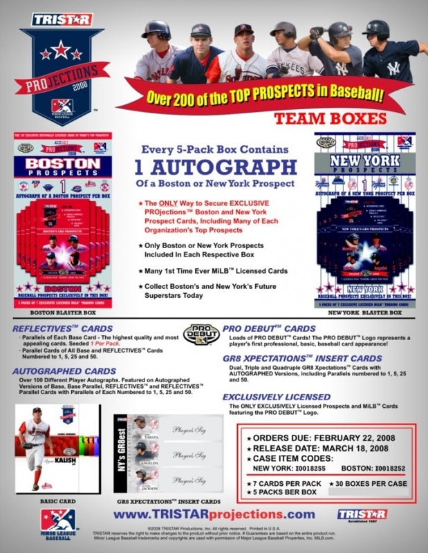 MLB 2008 Tristar Projections New York Prospects ボックス
