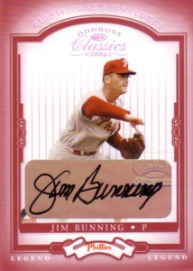 ジム・バニング　サイン ジム・バニングのサイン入り 3x5 インデックスカード フィリーズ