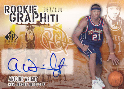 【アントワン ライト】 2005/06 UD SP Signature Edition Rookie GRAPHiti 100枚限定！ (Antoine Wright) (067/100) (直筆サインカード)