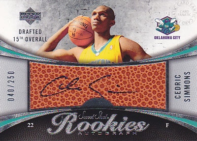 【セドリック シモンズ】 2006/07 UD Sweet Shot Rookies Autograph 250枚限定！(040/250)(Cedric Simmons)(直筆サインカード)