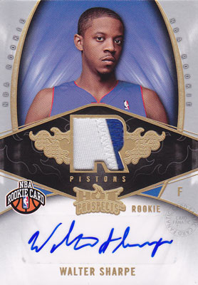 Walter Sharpe　2008/09 Fleer Hot Prospects Rookie Patch Autograph 399枚限定！