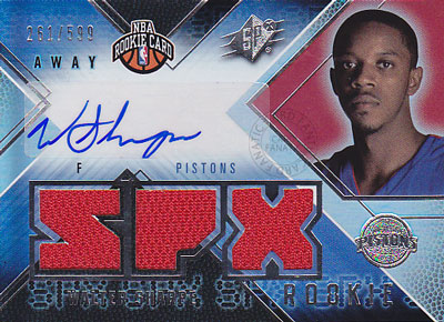 【ウォルター シャープ】 2008/09 UD SPx Rookie Jersey Autographs Away 599枚限定！(261/599)(Walter Sharpe)(直筆サインカード)