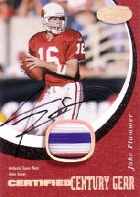 Jake Plummer　2000 Leaf Certified Gridiron Gear Century Autograph 21枚限定！