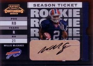 Willis McGahee　2003 Playoff Contenders Rookie Autograph　369枚限定！