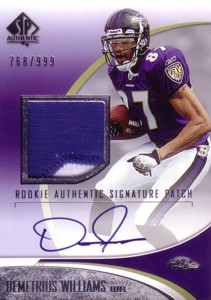 Demetrius Williams　2006　UD　SP Authentic　Rookie Signature Patch 768/999