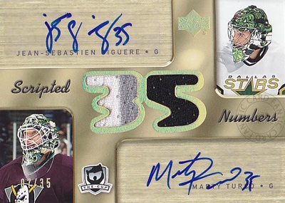 【ジャン セバスチャン ジゲール】【マーティー ターコ】2005/06 The Cup Scripted Numbers　35枚限定！（07/35）（Jean-Sebastien Giguer）（Marty Turco）（直筆サインカード）(NHL) (アイスホッケー)