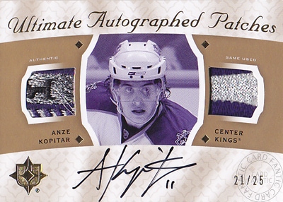 【アンゼ コピター】2008/09 Ultimate Collection Ultimate Patches Autographs　25枚限定！（21/25）（Anze Kopitar）（直筆サインカード）(NHL) (アイスホッケー)