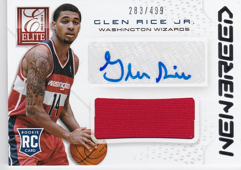 グレン・ライス Jr. Glen Rice Jr. 2013-14 Panini Elite New Breed Materials Signatures 283/499