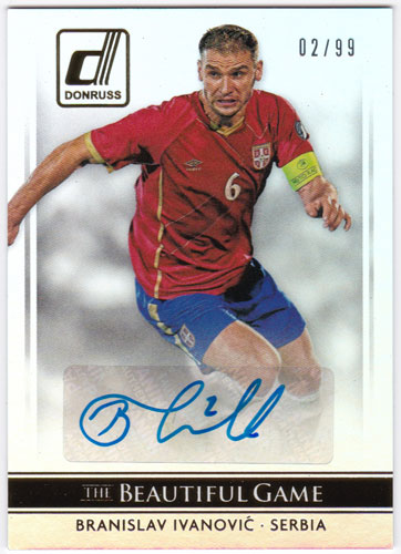 ブラニスラヴ・イヴァノヴィッチ 2015 Panini Donruss The Beautiful Game Signatures Auto Gold 02/99 直筆サインカード / Branislav Ivanovic