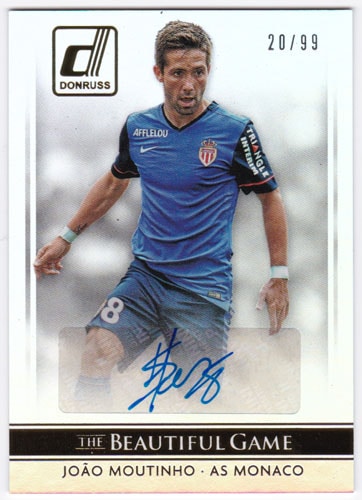 ジョアン・モウティーニョ 2015 Panini Donruss The Beautiful Game Signatures Auto Gold 20/99 直筆サインカード / Joao Moutinho