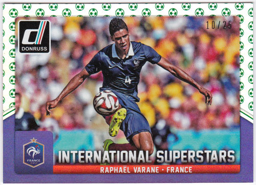 ラファエル・ヴァラーヌ 2015 Panini Donruss International Superstars Green Soccer Ball 10/25 Raphael Varane