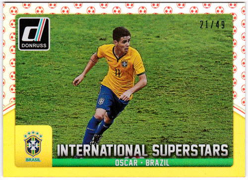 オスカル 2015 Panini Donruss International Superstars Red Soccer Ball 21/49 Oscar