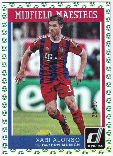 シャビ・アロンソ 2015 Panini Donruss Fantastic Finishers Green Soccer Ball 25/25 Xabi Alonso