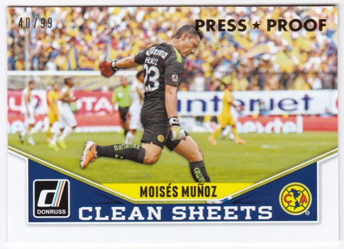 モイセス・ムニョス 2015 Panini Donruss Clean Sheets Gold Press Proof 40/99 Moises Munoz