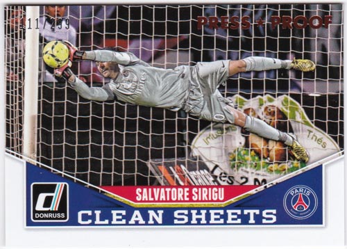サルヴァトーレ・シリグ 2015 Panini Donruss Clean Sheets Bronze Press Proof 111/299 Salvatore Sirigu