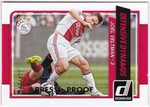ジョエル・フェルトマン 2015 Panini Donruss Defensive Dynamos Silver Press Proof 028/199 Joel Veltman