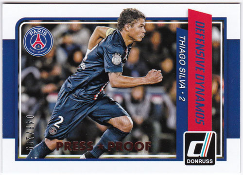 チアゴ・シウバ 2015 Panini Donruss Defensive Dynamos Bronze Press Proof 048/299 Thiago Silva