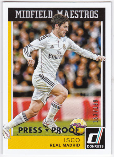 イスコ 2015 Panini Donruss Midfield Maestros Silver Press Proof 153/199 Isco