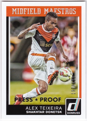 アレックス・テイシェイラ 2015 Panini Donruss Midfield Maestros Silver Press Proof 197/199 Alex Teixeira