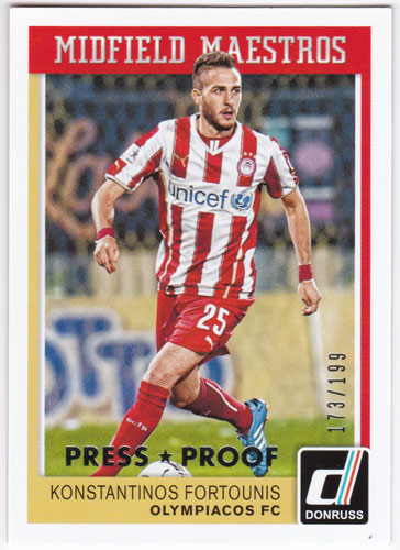 コンスタンティノス・フォルトゥニス 2015 Panini Donruss Midfield Maestros Silver Press Proof 173/199 Konstatinos Fortounis