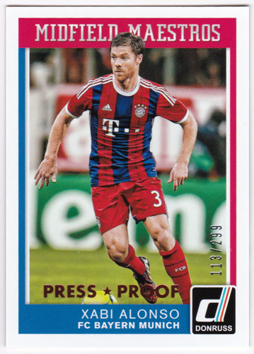 シャビ・アロンソ 2015 Panini Donruss Midfield Maestros Bronze Press Proof 113/299 Xabi Alonso