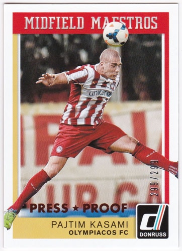 パイティム・カサミ 2015 Panini Donruss Midfield Maestros Bronze Press Proof 299/299 Pajtim Kasami