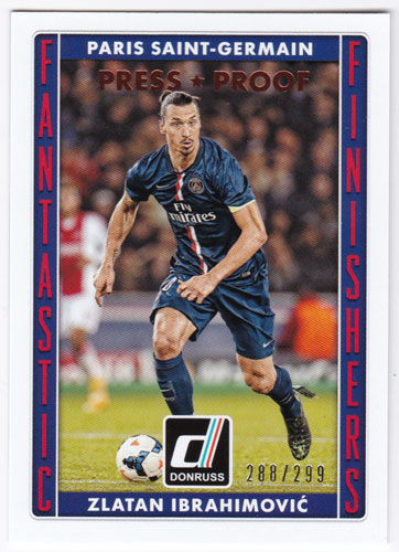 ズラタン・イブラヒモビッチ 2015 Panini Donruss Fantastic Finishers Bronze Press Proof 288/299 Zlatan Ibrahimovic