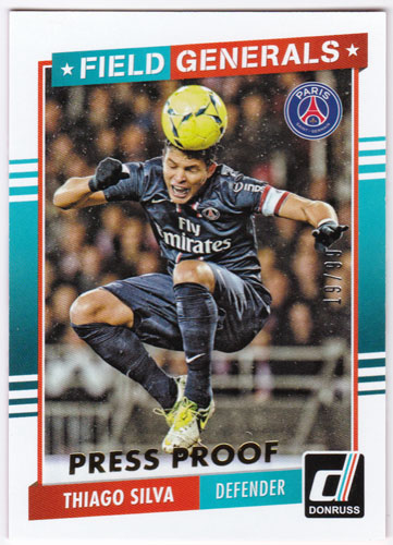 チアゴ・シウバ 2015 Panini Donruss Field Generals Gold Press Proof 19/99 Thiago Silva