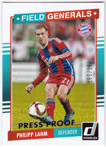 フィリップ・ラーム 2015 Panini Donruss Field Generals Silver Press Proof 165/199 Philipp Lahm