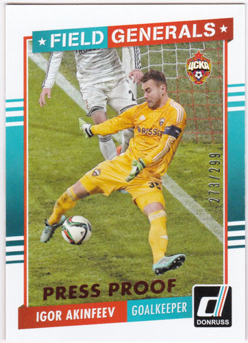イゴール・アキンフェエフ 2015 Panini Donruss Field Generals Bronze Press Proof 273/299 Igor Akinfeev
