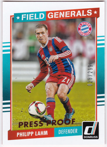 フィリップ・ラーム 2015 Panini Donruss Field Generals Bronze Press Proof 028/299 Philipp Lahm