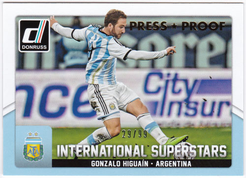 ゴンサロ・イグアイン 2015 Panini Donruss International Superstars Gold Press Proof 29/99 Gonzalo Higuain
