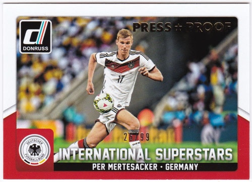 ペア・メルテザッカー 2015 Panini Donruss International Superstars Gold Press Proof 26/99 Per Mertesacker
