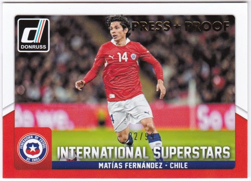 マティアス・フェルナンデス 2015 Panini Donruss International Superstars Gold Press Proof 02/99 Matias Fernandez