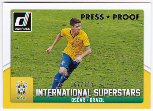 オスカル 2015 Panini Donruss International Superstars Silver Press Proof 167/199 Oscar