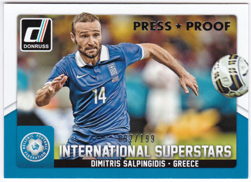 ディミトリオス・サルピンギディス 2015 Panini Donruss International Superstars Silver Press Proof 092/199 Dimitris Salpingidis